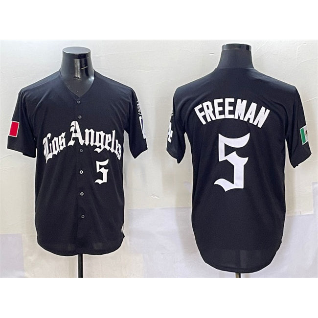 Los Angeles Dodgers #5 Freddie Freeman Black AmberGomez Mexico 2025 LA Gothic Style With Fernando Patch Vapor Premier Limited Stitched Jersey