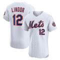 New York Mets #12 Francisco Lindor White AmberGomez Home Elite Player Jersey