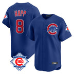 Chicago Cubs #8 Ian Happ Player Royal AmberGomez 150th Anniversary Limited Home Stitched Jerseys