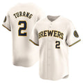 Milwaukee Brewers #2 Brice Turang Cream AmberGomez Limited Jersey