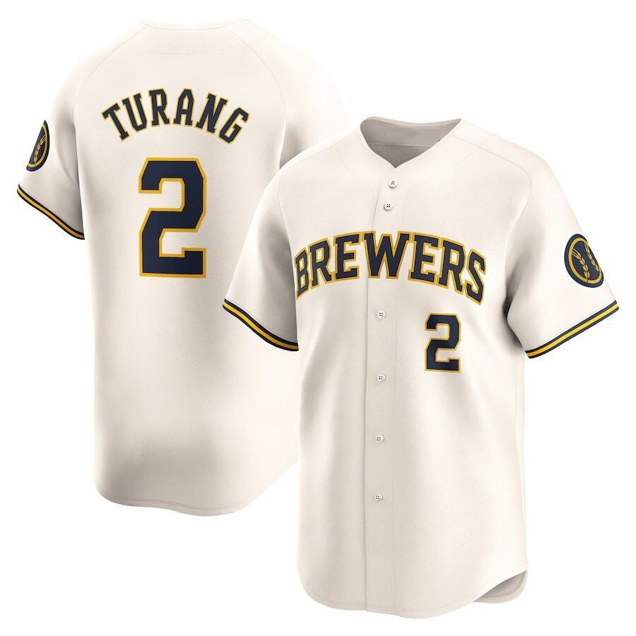 Milwaukee Brewers #2 Brice Turang Cream AmberGomez Limited Jersey