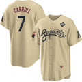 Arizona Diamondbacks #7 Corbin Carroll Gold AmberGomez 2023 World Series City Connect Cool Base Stitched Jersey