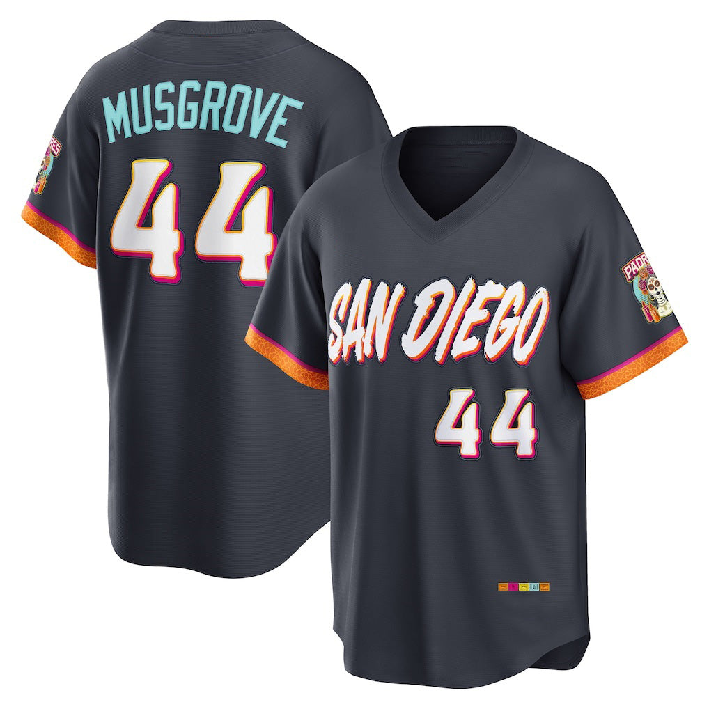 San Diego Padres #44 Joe Musgrove Obsidian AmberGomez 2026 City Connect Stadium Jersey