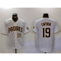 San Diego Padres #19 Tony Gwynn White AmberGomez Team Logo Stitched Cool Base Jerseys