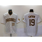 San Diego Padres #19 Tony Gwynn White AmberGomez Team Logo Stitched Cool Base Jerseys