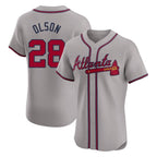 Atlanta Braves #28 Matt Olson Player Gray AmberGomez Limited Elite Home Game Stitched Jerseys