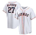 Houston Astros #27 Jose Altuve White AmberGomez 2022 World Series Home Stitched Jersey