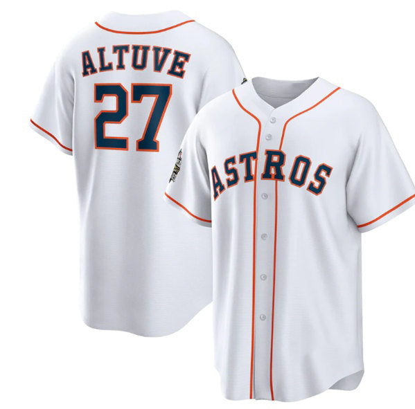 Houston Astros #27 Jose Altuve White AmberGomez 2022 World Series Home Stitched Jersey