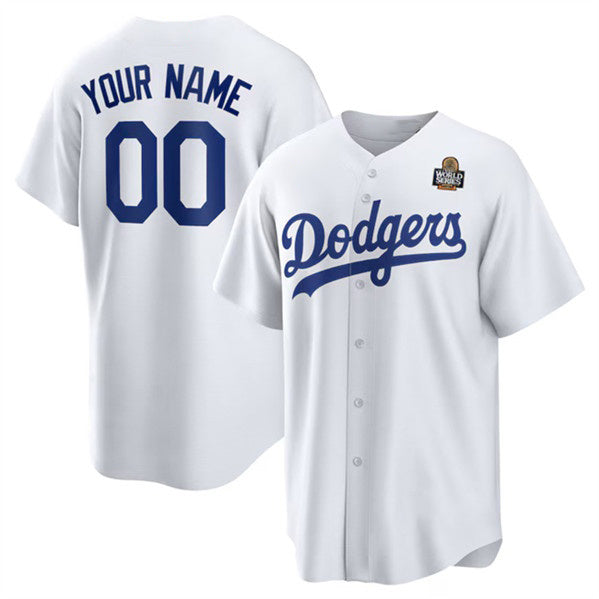 Custom Los Angeles Dodgers Active Player White AmberGomez 2024 World Series Cool Base Stitched Jersey