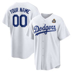Custom Los Angeles Dodgers Active Player White AmberGomez 2024 World Series Cool Base Stitched Jersey