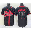 Cincinnati Reds #44 Elly De La Cruz Black AmberGomez With Patch Cool Base Stitched Jersey
