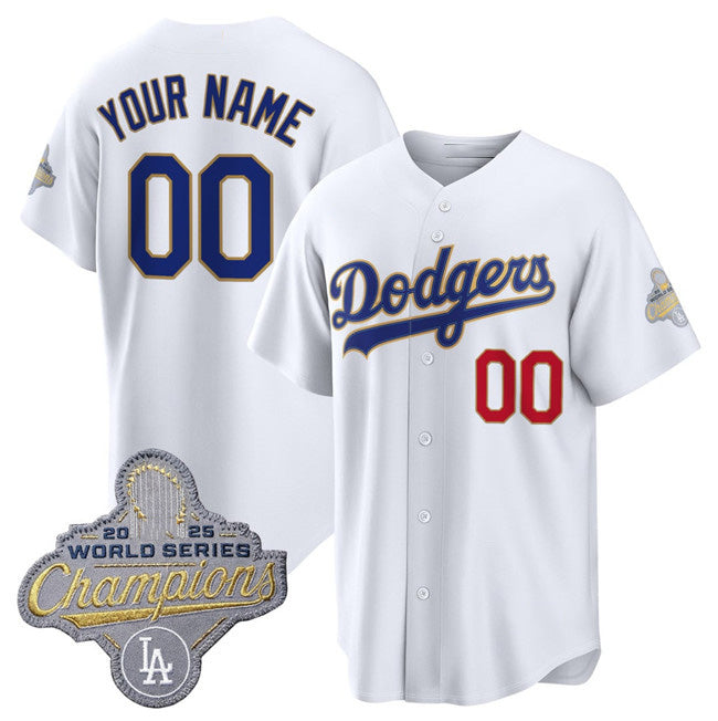 Custom Los Angeles Dodgers ACTIVE PLAYER White AmberGomez 2026 Gold Collection Stadium Stitched Jersey
