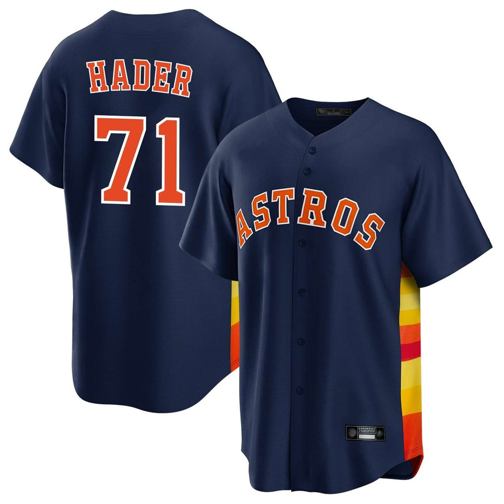 Houston Astros #71 Josh Hader Player Navy AmberGomez Home Game Stitched Jerseys