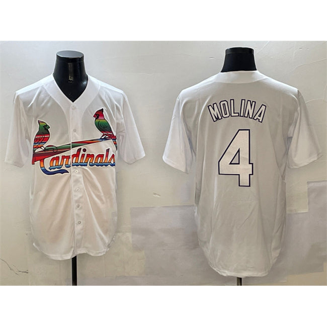 St. Louis Cardinals #4 Yadier Molina White AmberGomez Cool Base Stitched Jersey