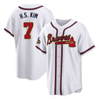 Atlanta Braves #7 Ha-Seong Kim Player White Gold AmberGomez Home Game Stitched Jerseys