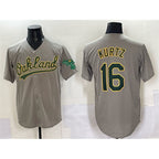 Oakland Athletics #16 Nick Kurtz Grey AmberGomez Cool Base Stitched Baseball Jersey