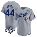Los Angeles Dodgers #44 Andy Pages Player Gray AmberGomez World Series Limited Home Stitched Jerseys