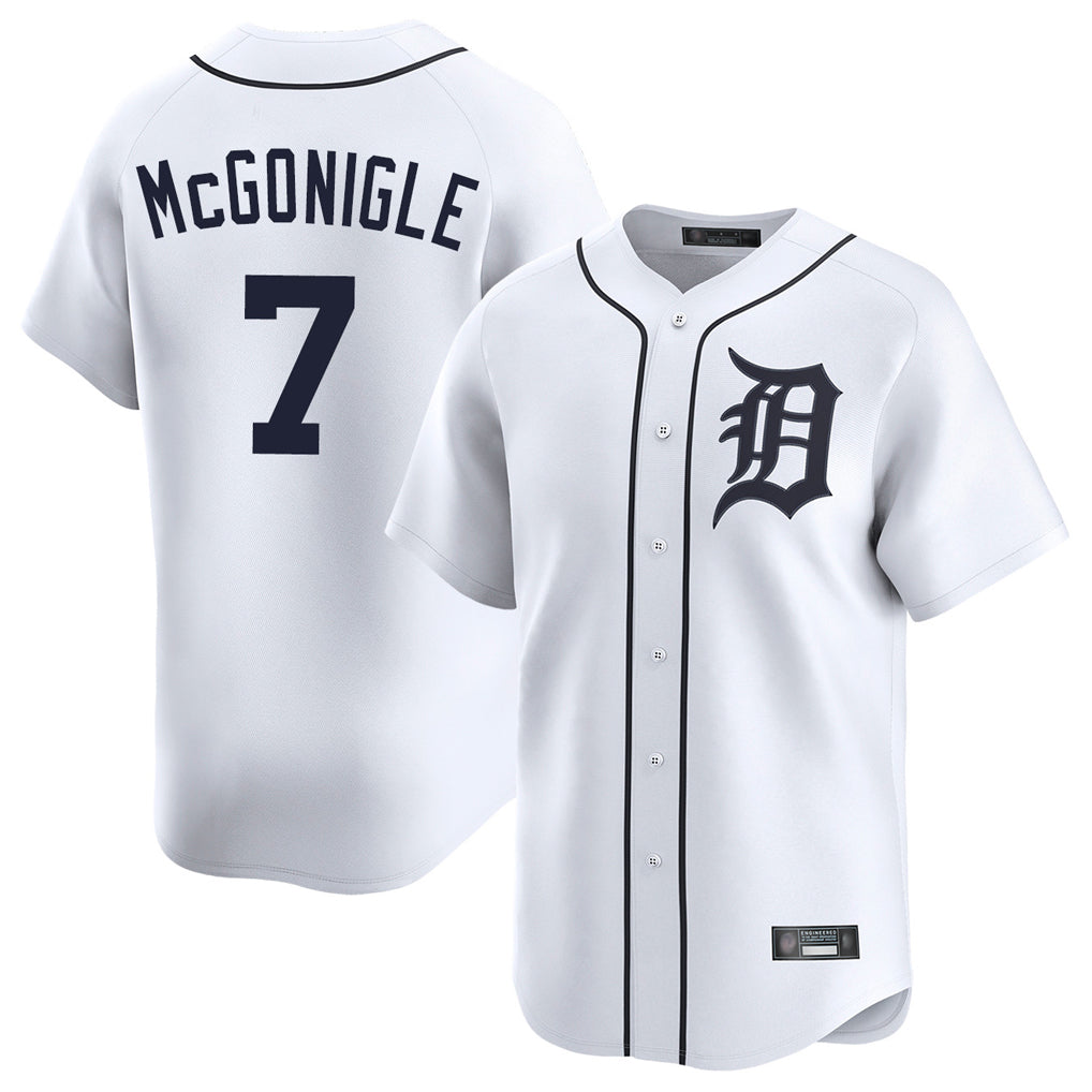 Detroit Tigers #7 Kevin McGonigle Player White AmberGomez Home Limited Stitched Jerseys