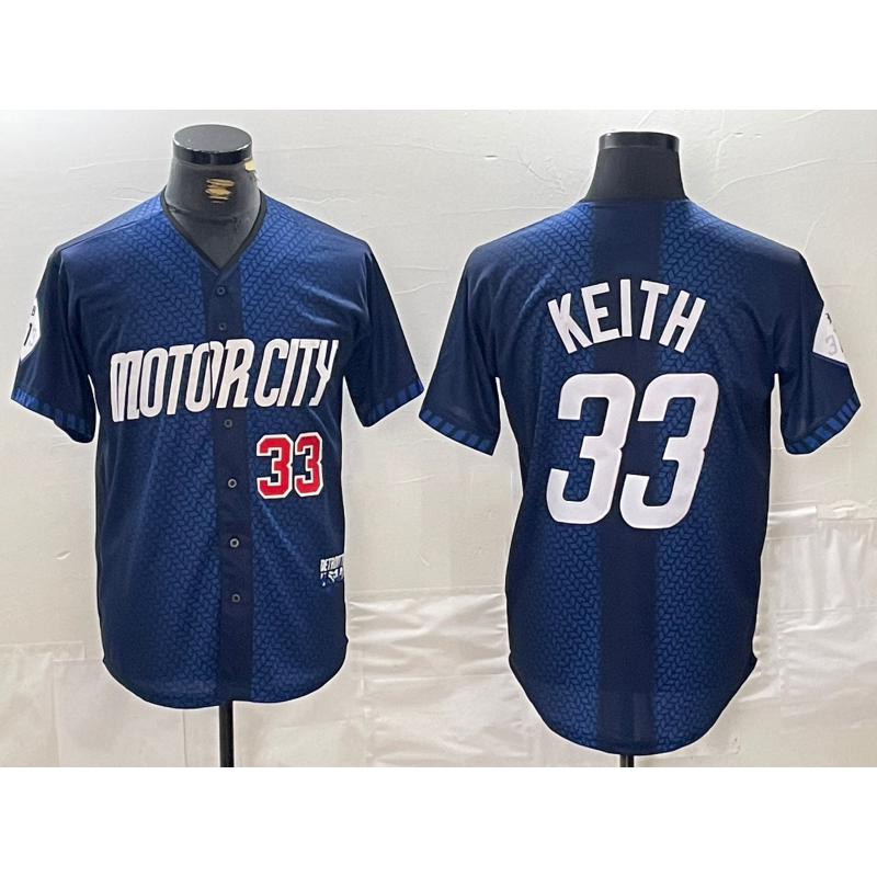 Detroit Tigers #33 Colt Keith 2024 Navy AmberGomez City Connect Cool Base Limited Stitched Jerseys