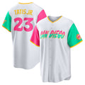 San Diego Padres #23 Fernando Tatis Jr. White AmberGomez City Connect Replica Player Jersey