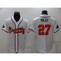 Atlanta Braves #27 Austin Riley 2022 White Gold AmberGomez World Series Champions Program Cool Base Stitched Jersey
