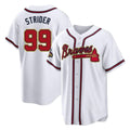 Atlanta Braves #99 Spencer Strider Player White Gold AmberGomez Home Game Stitched Jerseys