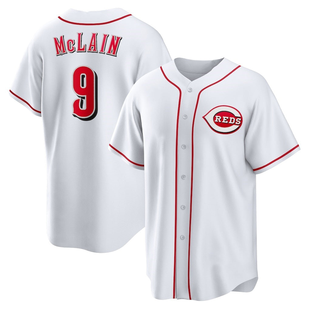 Cincinnati Reds #9 Matt McLain White AmberGomez Home Replica Jersey