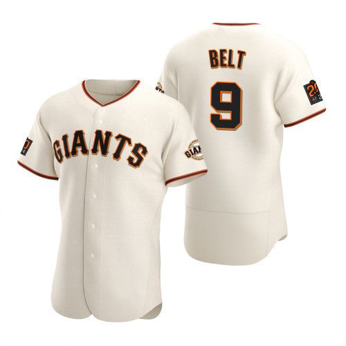 San Francisco Giants #9 Brandon Belt 2020 Cream AmberGomez Jersey