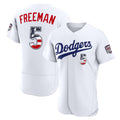 Los Angeles Dodgers #5 Freddie Freeman Fourth of July White AmberGomez USA 250 Authentic Jersey