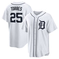 Detroit Tigers #25 Gleyber Torres White AmberGomez Home Replica Jersey