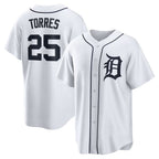 Detroit Tigers #25 Gleyber Torres White AmberGomez Home Replica Jersey