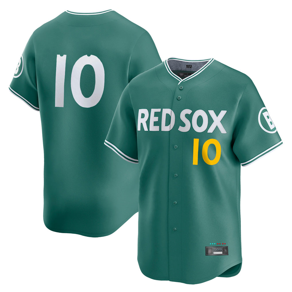 Boston Red Sox #10 Trevor Story Player Green AmberGomez City Connect Limited Home Game Stitched Jerseys1