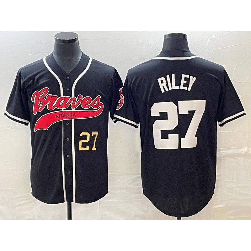 Atlanta Braves #27 Austin Riley Number Black AmberGomez Cool Base Stitched Jersey