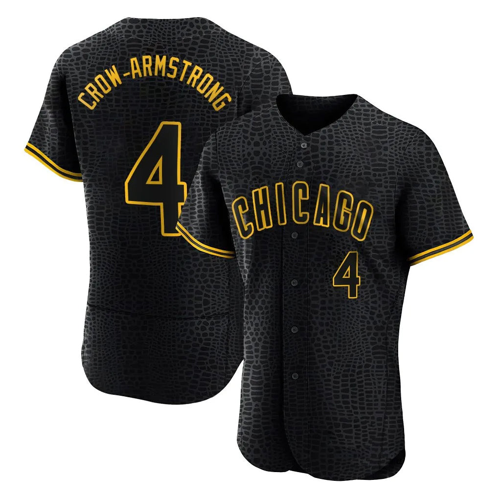 Chicago Cubs #4 Pete Crow-Armstrong Player Black AmberGomez Snake Skin City Limited Elite Home Game Stitched Jerseys