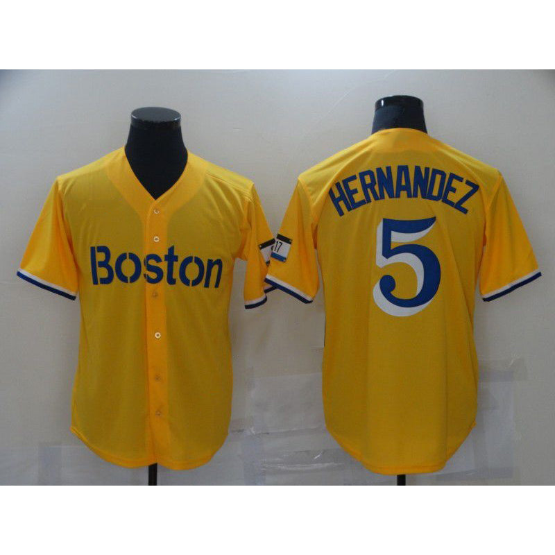 Boston Red Sox #5 Hernandez Yellow AmberGomez City Edition Game 2021 Jerseys