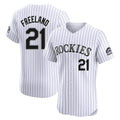 Colorado Rockies #21 Kyle Freeland Player White AmberGomez Limited Elite Home Stitched Jerseys