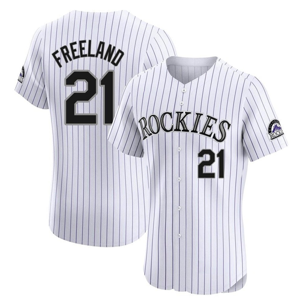 Colorado Rockies #21 Kyle Freeland Player White AmberGomez Limited Elite Home Stitched Jerseys