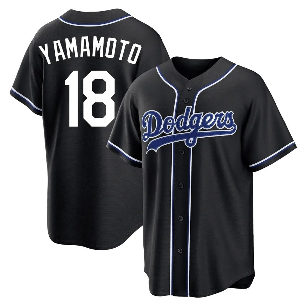 Los Angeles Dodgers #18 Yoshinobu Yamamoto Player Black AmberGomez Carbon Limited Home Stitched Jerseys