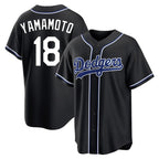 Los Angeles Dodgers #18 Yoshinobu Yamamoto Player Black AmberGomez Carbon Limited Home Stitched Jerseys