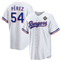 Texas Rangers #54 Mart¨ªn P¨¦rez White AmberGomez 2023 World Series Stitched Jersey