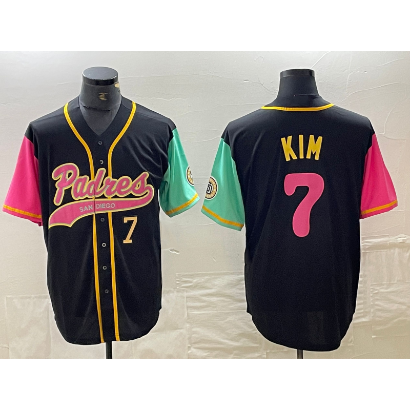 San Diego Padres #7 Ha Seong Kim Number Black AmberGomez NEW 2023 City Connect Cool Base Stitched Jersey