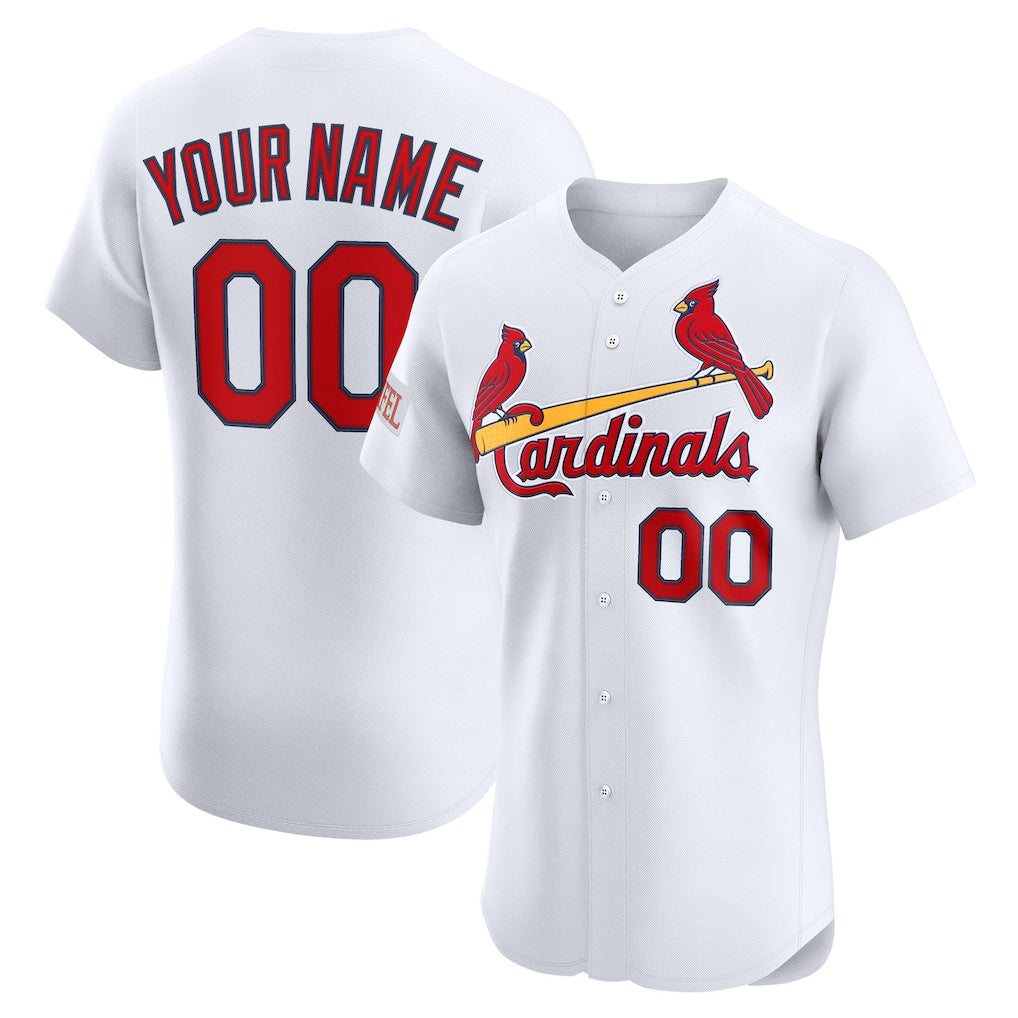 Custom St. Louis Cardinals White AmberGomez Home Elite Sponsor Patch Jersey