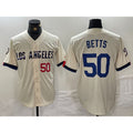 Los Angeles Dodgers #50 Mookie Betts Number Cream AmberGomez 2024 City Connect Limited Stitched Jersey 2