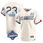 Los Angeles Dodgers #23 Kyle Tucker Player Cream AmberGomez World Series Meet City Connect Limited Home Stitched Jerseys