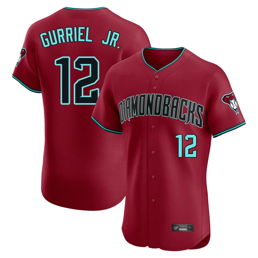 Arizona Diamondbacks #12 Lourdes Gurriel Jr Player Red AmberGomez Limited Elite Home Game Stitched Jerseys