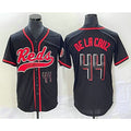 Cincinnati Reds #44 Elly De La Cruz Number Black AmberGomez With Patch Cool Base Stitched Jersey