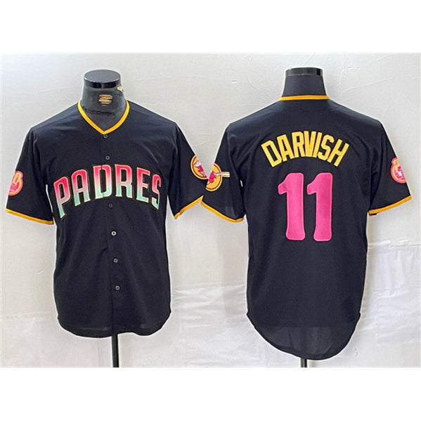 San Diego Padres #11 Yu Darvish Black AmberGomez Cool Base Stitched Jersey