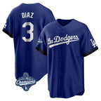 Los Angeles Dodgers #3 Edwin D¨ªaz Player Royal AmberGomez World Series Meet City Connect Home Game Stitched Jerseys