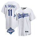 Los Angeles Dodgers #11 Roki Sasaki Player White AmberGomez World Series Meet Game Home Stitched Jerseys