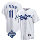 Los Angeles Dodgers #11 Roki Sasaki Player White AmberGomez World Series Meet Game Home Stitched Jerseys